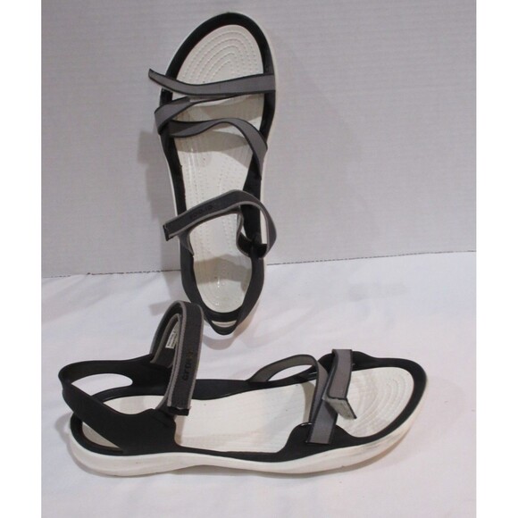 Croc Webbing Swiftwater Swingback Strappy Sandals 204804 W Sz 11 White/Gray - Picture 1 of 7